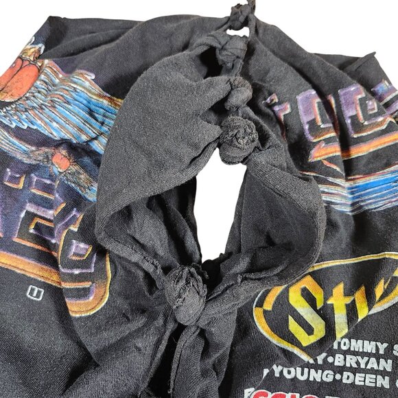 Journey 2003 Tour Custom Modified Knotted Black T-Shirt Styx REO Speed Wagon - Picture 7 of 8